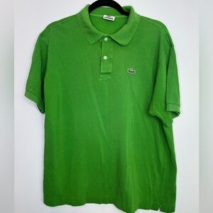 Lacoste men's polo shirt in small plain cotton pique bright green logo preppy